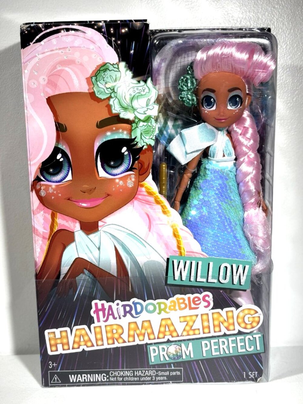 Hairdorables Hairmazing Prom Perfect Fashion Doll Willow Pink Hair Sequins NEW